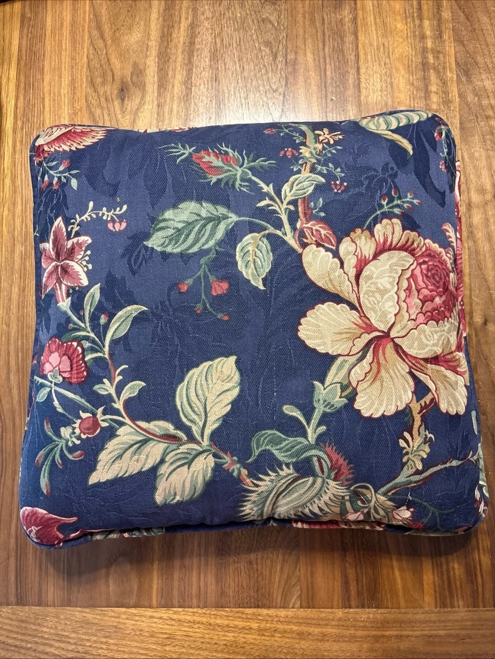 Waverly Blue Floral Decorative Throw Pillow - Classic Home Accent